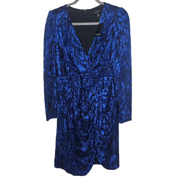 torrid Dresses & Skirts - Torrid Dress Mini Dress Velvet Dress Long Sleeve Dress V Neck Dress 12 Blue NEW
